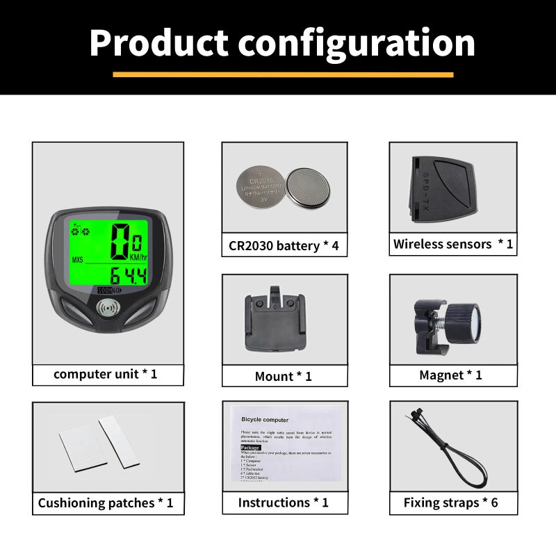 SOON GO Bike Speedometer, Bicycle odometers,Bicycle Speedometer Wireless Cycle Bike Computer Waterproof Bike Odometer with LCD Display Speedometer Accurate Speed Tracking & Multi-Function - Image 5